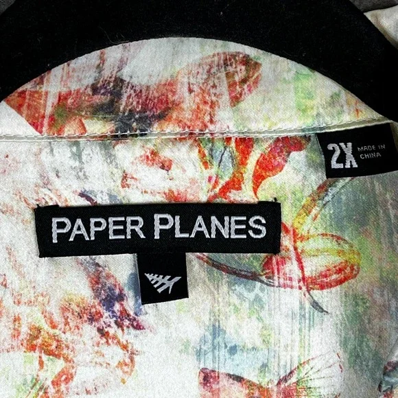 Paper Planes‎ Men 2XL Satin Matching Set Shirt Shorts Streetwear Co-Ord Festival